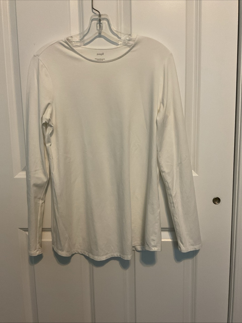Pure J. Jill White Supima Cotton Long Sleeve  Shirttail Tee Shirt XS  Fit Top